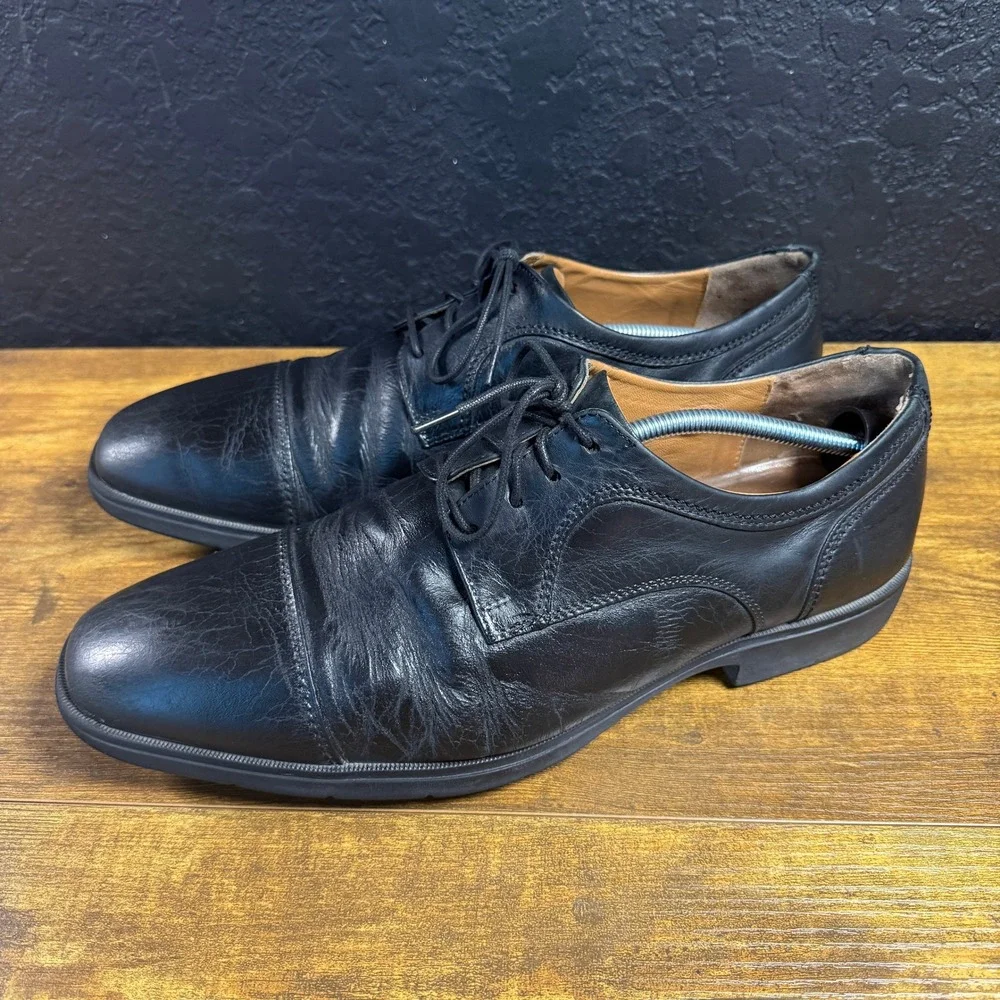 Johnston & Murphy 59-2255 Black Leather Cap Toe Oxford Mens Size 12M